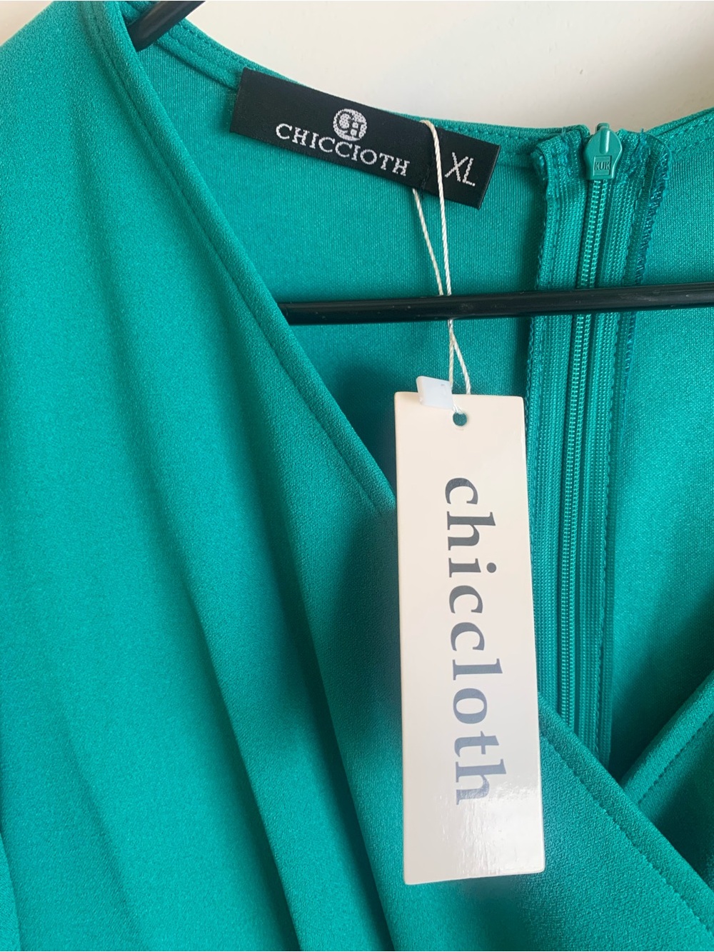 NWT ChicCloth XL Emerald Green Wrap Ruffle Cocktail Dress Flutter Sleeve - Picture 5 of 5